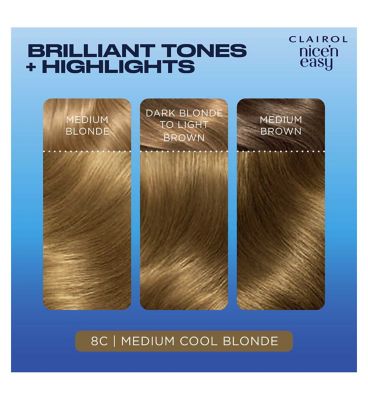 Clairol Nice'n Easy Crème Oil Infused Permanent Hair Dye 8C Medium Cool Blonde 177ml