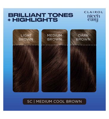 Clairol Nice'n Easy Crème Oil Infused Permanent Hair Dye 5C Medium Cool Brown 177ml