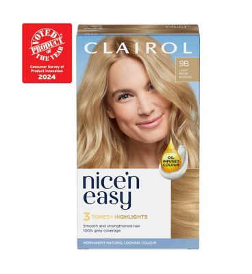 Clairol Nice'n Easy Crème Oil Infused Permanent Hair Dye 9B Light Beige Blonde 177ml