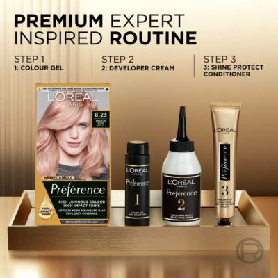 L’Oréal Paris Preference Permanent Hair Dye, Luminous Colour, Rose Light Gold 8.23