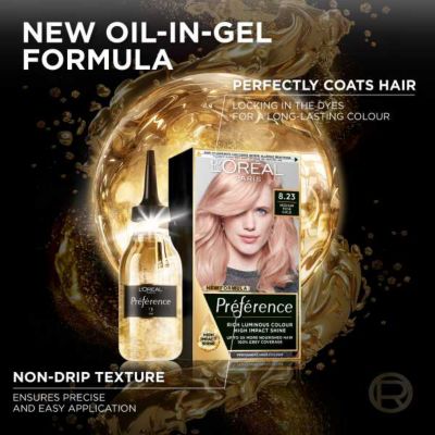 L’Oréal Paris Preference Permanent Hair Dye, Luminous Colour, Rose Light Gold 8.23