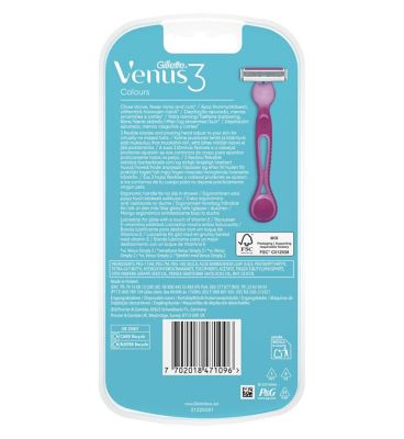 Gillette Venus 3 Colors Disposable Razors, Pack Of 4