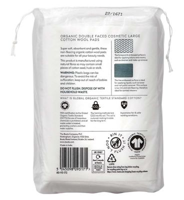 Organic Double Faced Cosmetic Large Cotton Wool Pads 50 Pads