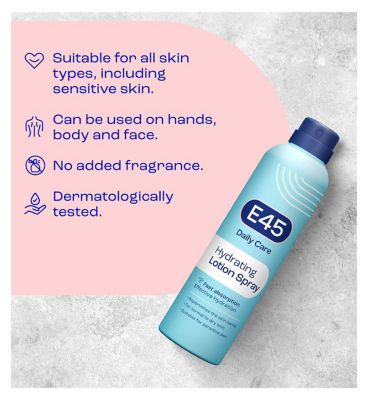 E45 Daily Hydrating Lotion Spray Moisturiser to Repair and Moisturise Dry and Sensitive Skin - 200ml
