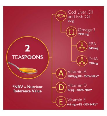 Seven Seas Cod Liver Oil Plus Omega-3 Fish Oil Liquid with Vitamin D 450ml