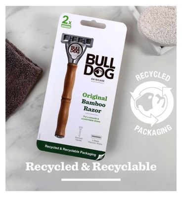 Bulldog Skincare Original Bamboo Men's Razor with 2 blade refills