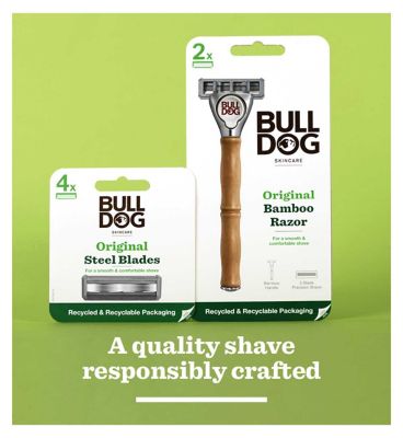 Bulldog Skincare Original Bamboo Men's Razor with 2 blade refills
