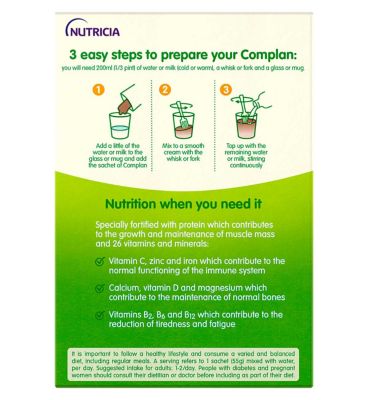 Complan Chocolate Flavour Nutritional Drink - 4 packs (16 x 55g sachets)