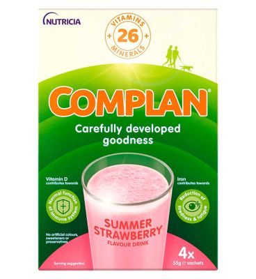 Complan Strawberry Flavour Nutritional Drink - 4 packs (16 x 55g sachets)