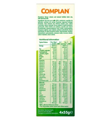 Complan Strawberry Flavour Nutritional Drink - 4 packs (16 x 55g sachets)