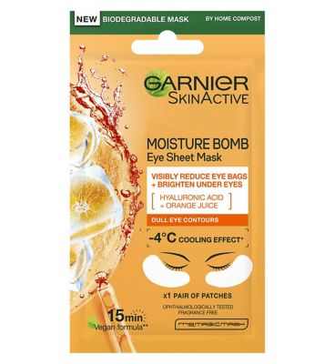 Garnier Moisture Bomb Hyaluronic Acid And Orange Juice Hydrating Brightening Eye Sheet Mask 6g