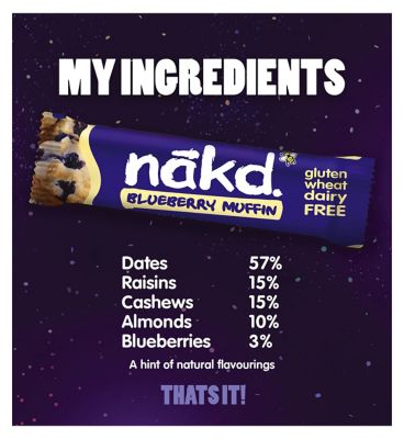 Nakd Raw Fruit & Nut Wholefood Bars Blueberry Muffin - 4 x 35g