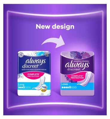 Always Discreet Incontinence Pads Plus Long Plus - 96 pads (6 pack bundle)
