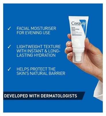 CeraVe PM Facial Moisturising Lotion with Ceramides for Normal to Dry Skin 52ml