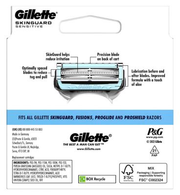Gillette SkinGuard Sensitive Razor Blade Refills for Men,  8 Blades