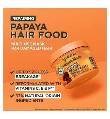 Garnier Ultimate Blends Hair Food Papaya 3-in-1 Hair Mask Treatment for Damaged Hair 400ml