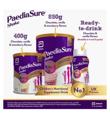 PaediaSure Shake, 4 x 200ml, Vanilla Ready to Drink Nutritional Supplement for Kids