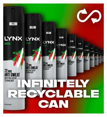 Lynx XXL Africa 72-hour protection Antiperspirant Deodorant Aerosol Spray for all-day freshness 250ml