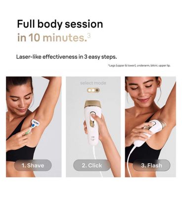 Braun IPL Silk-Expert Pro 5, At Home Hair Removal Device with Pouch, White/Gold, PL5124