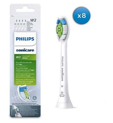 Philips Sonicare Optimal White Replacement Toothbrush Brush Heads 8pk (White) HX6068/12