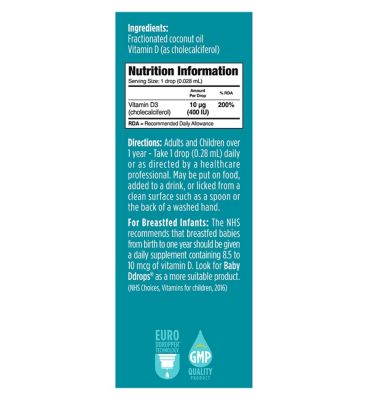 Ddrops One Liquid Vitamin D3 10μg - 60 drops