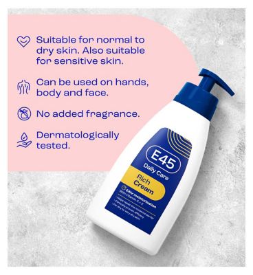 E45 Rich 24h Moisturiser Cream for Very Dry Skin 400ml