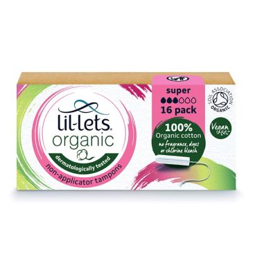 Lil-Lets Organic Non-Applicator Tampons Super 16 pack