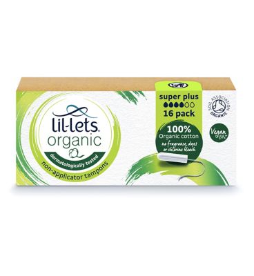 Lil-Lets Organic Non-Applicator Tampons Super Plus 16 pack