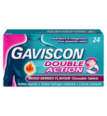 Gaviscon Double Action Heartburn & Indigestion Mixed Berries Flavour Tablets x24