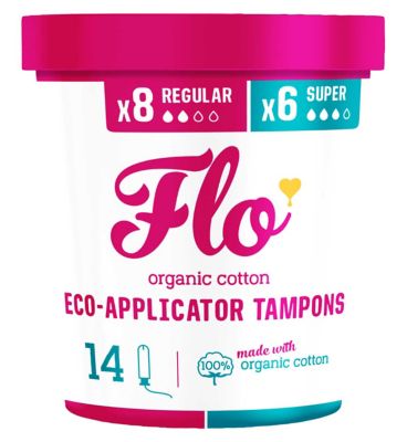 Flo Organic Eco-applicator Tampons Regular & Super 14pk