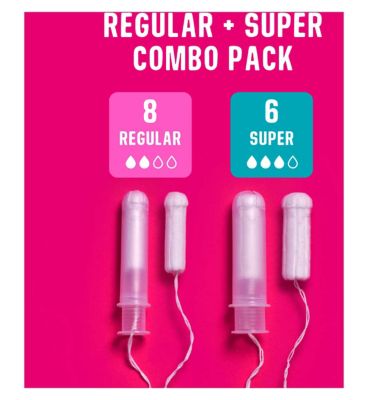 Flo Organic Eco-applicator Tampons Regular & Super 14pk