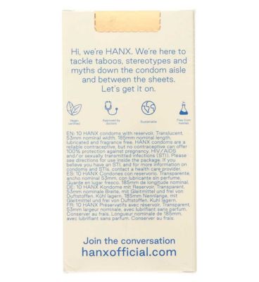 Hanx Ultra-Thin Vegan Condoms - 10 Pack