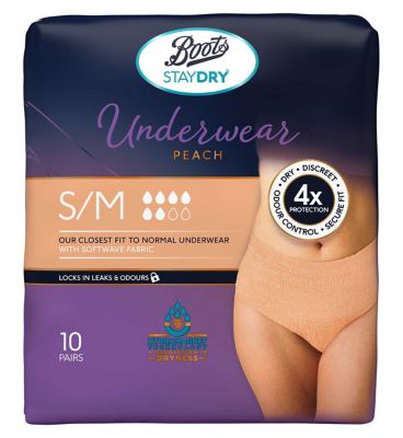 Boots Staydry Underwear Pants Small/Medium - 120 Pants (12 Pack Bundle)