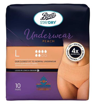 Boots Staydry Underwear Pants Large - 120 Pants (12 Pack Bundle)