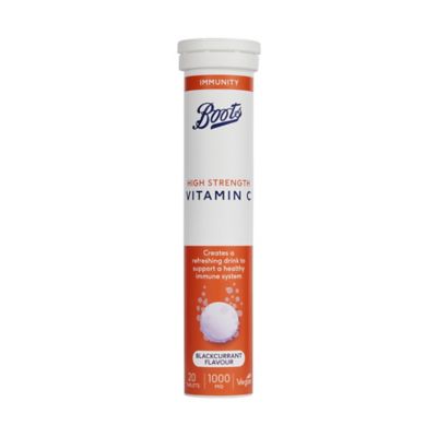 Boots High Strength Blackcurrant Flavour Effervescent Vitamin C 1000 mg 20 Tablets