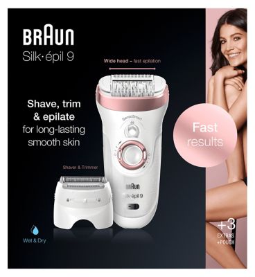 Braun Silk-épil 9, Epliator for Long Lasting Hair Removal - White/Bronze 9-720