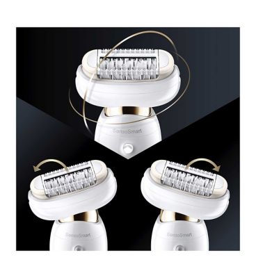 Braun Silk-épil 9 Flex 9-100 Beauty Set - Epilator, Flexible Head, Easier Hair Removal, White/Gold