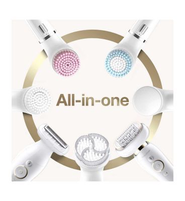 Braun Silk-épil 9 Flex 9-100 Beauty Set - Epilator, Flexible Head, Easier Hair Removal, White/Gold