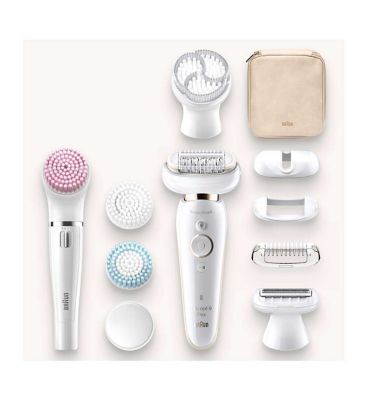 Braun Silk-épil 9 Flex 9-100 Beauty Set - Epilator, Flexible Head, Easier Hair Removal, White/Gold