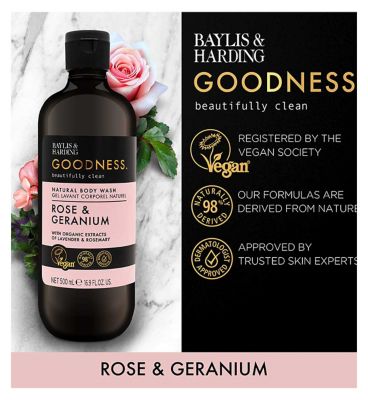 Baylis & Harding Goodness Rose & Geranium 500ml Body Wash