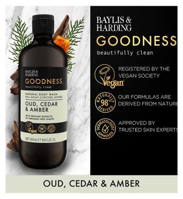 Baylis & Harding Goodness Oud, Cedar & Amber Body Wash 500ml
