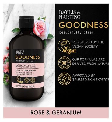 Baylis & Harding Goodness Rose & Geranium 500ml Bath Soak