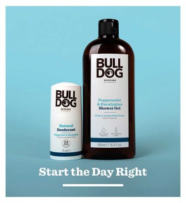 Bulldog Skincare Peppermint & Eucalyptus Shower Gel for Men, Natural, Refreshing Men's Shower Gel, 500 ml
