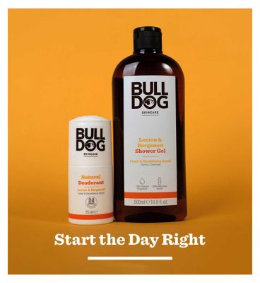 Bulldog Skincare Lemon & Bergamot Shower Gel for Men, Natural, Refreshing Men's Shower Gel, 500 ml