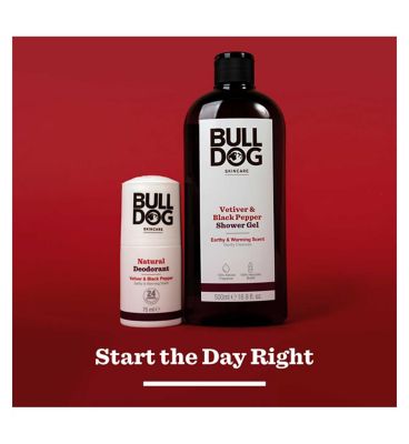 Bulldog Skincare Vetiver & Black Pepper Shower Gel for Men, Natural, Refreshing Men's Shower Gel, 500 ml