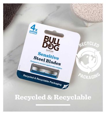 Bulldog Skincare Sensitive Men's Razor Refills, 4 pack