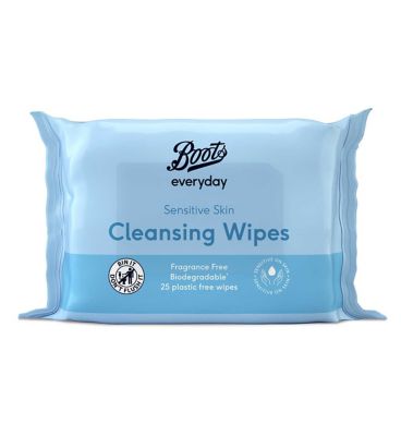 Boots Biodegradable Fragrance Free Cleansing Wipes 25s