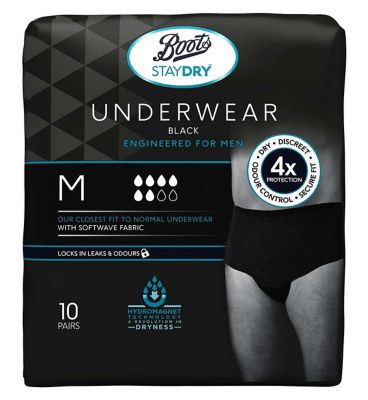 Boots Staydry Men's Underwear Pants Medium - 120 Pairs (12 Pack Bundle)