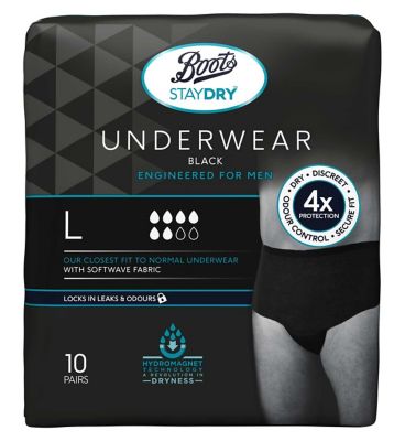 Boots Staydry Men's Underwear Pants Large - 120 Pairs (12 Pack Bundle)