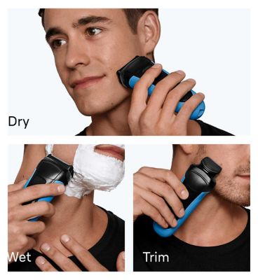 Braun Series 3 Shave and Style Electric Shaver, Wet & Dry Razor for Men - Black/Blue 310BT
